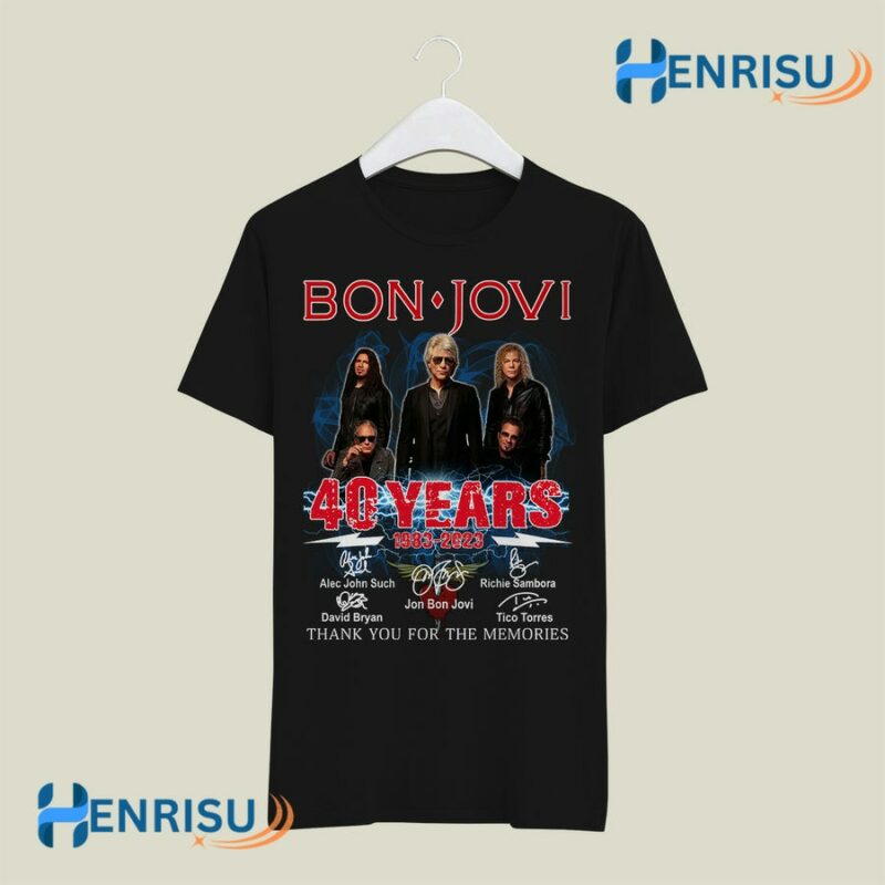 Bon Jovi 40 Years 1983 2023 Signatures 2 T Shirt